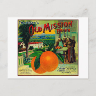 Tidigare Uppdrag Orange-etikett Fullerton, certifi Vykort