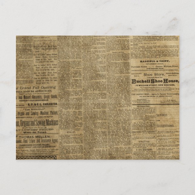 Tidigare Vintage Newspaper Vykort (Framsida)