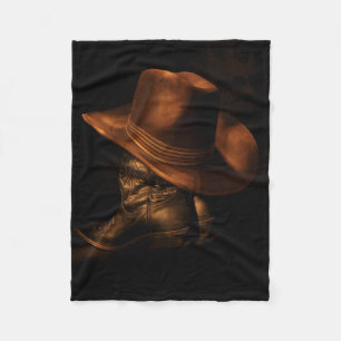 Tidigare Westernare Cowboy Boots och Hat Fleecefilt