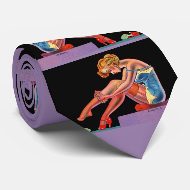 Tidigt 1940-tal Förtjusande pin-up flicka tryck Slips (Rullad)