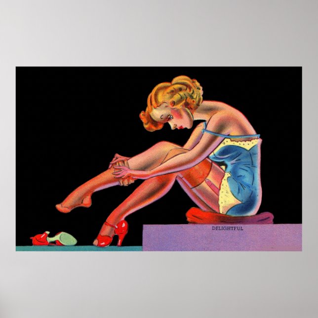 tidigt 1940-talets härliga, stiltuppande flicka poster (Framsidan)