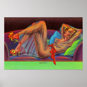 tidigt 1940-talets vackra, stiltuppande flicka poster