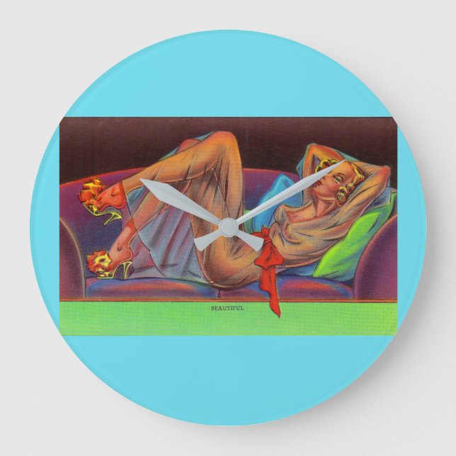 tidigt 1940-talets vackra, stiltuppande flicka stor klocka (Framsida)