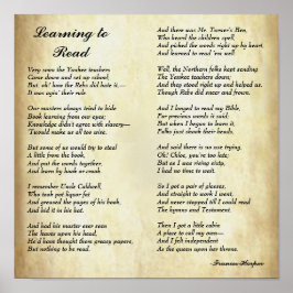 Tidigt African American Dikt Learning to Read Poster