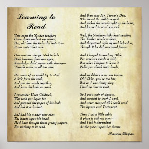 Tidigt African American Dikt Learning to Read Poster