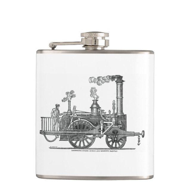 Tidigt ånglok fickplunta (Framsidan)