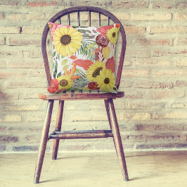Tidigt Autumn Flowers Monogram Dekorativ kudde