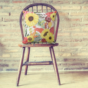 Tidigt Autumn Flowers Monogram Dekorativ kudde