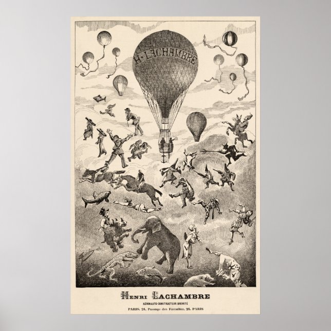 Tidigt BALLOON Maker Henri Lachambre Advertising Poster (Framsidan)