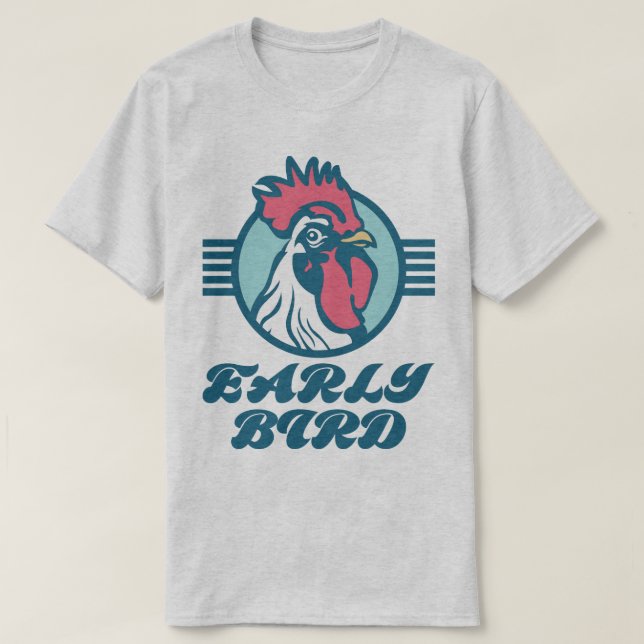 Tidigt Bird Chicken Cockerel Funny Slogan T-Shirt (Design framsida)