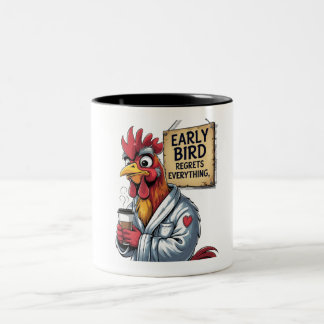 Tidigt Bird Pappa - Funny Tupp Två-Tonad Mugg