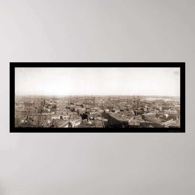 Tidigt Boston Panview Photo 1894 Poster (Framsidan)