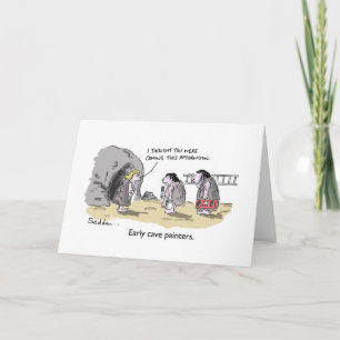 Tidigt Cave Painters Funny Tecknad Birthday Card Kort