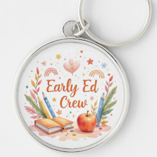 Tidigt Ed Crew - Boho Preschool Teacher Team Desig Rund Silverfärgad Nyckelring