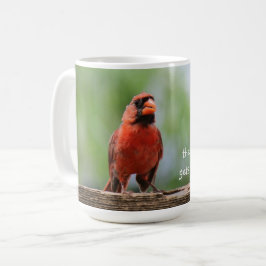 Tidigt fågel får kaffe, söt röd kardinal kaffemugg