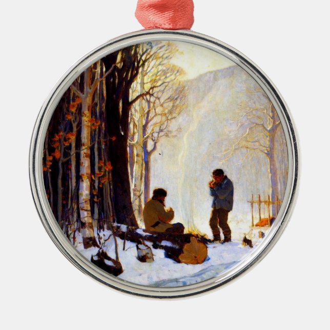 Tidigt God morgon i Skogen Julgransprydnad Metall (Framsidan)