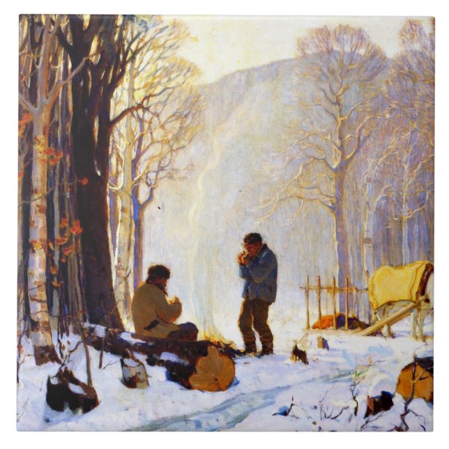 Tidigt God morgon i Skogen Kakelplatta (Framsidan)
