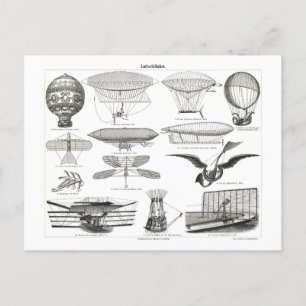 Tidigt Illustration-Vintagen för flygande Maskiner Vykort
