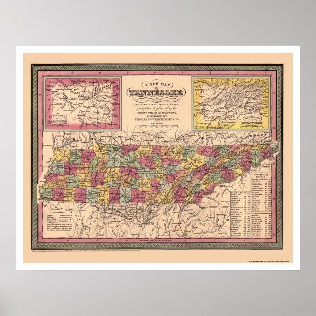 Tidigt Karta i Tennessee 1850 Poster (Framsidan)