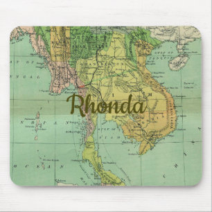 Tidigt Karta Thailand Siam Musmatta