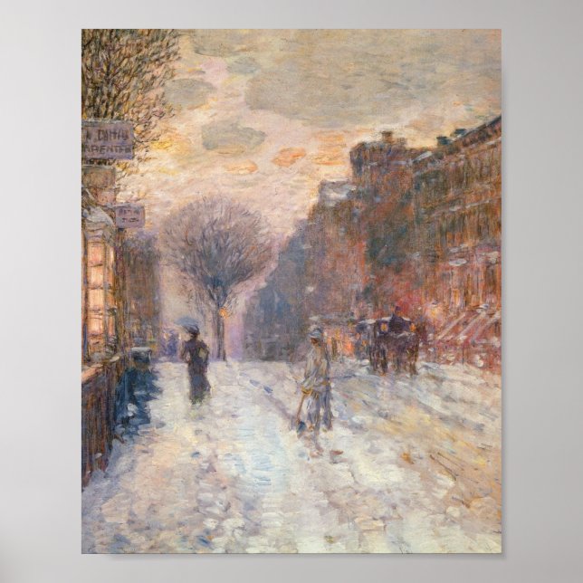 Tidigt kväll efter snöfall (Hassam 1906) Poster (Framsidan)