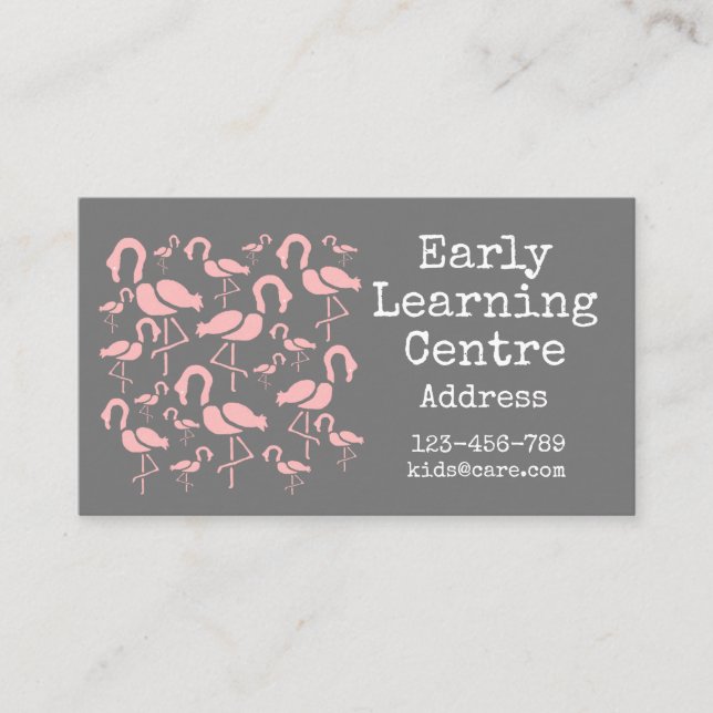 Tidigt Learning Center Daycare rosa flamingo Visitkort (Framsida)