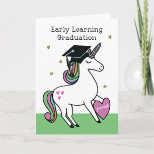 Tidigt Learning Studenten Grattis Unicorn Kort