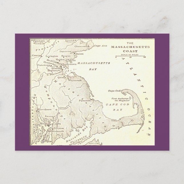 Tidigt Massachusetts vykort (Framsida)