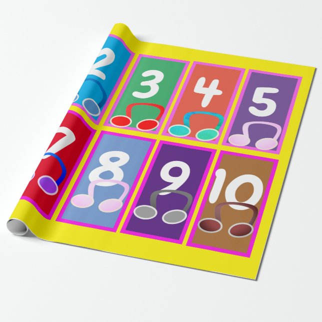 Tidigt matematiska nummer 1 till 10 Pappra radbyte Presentpapper (Utrullad)