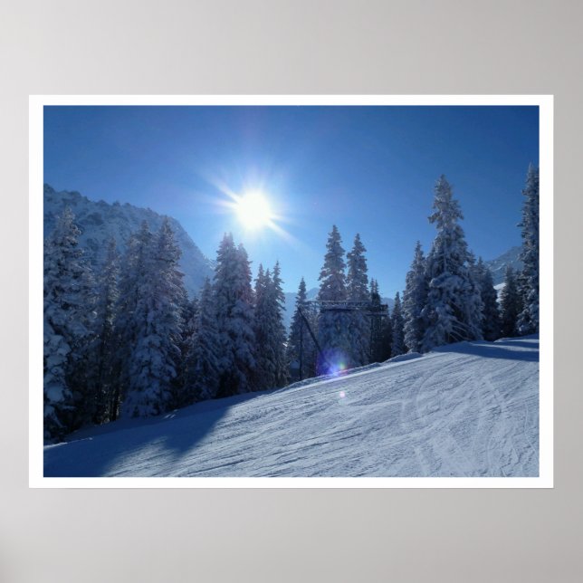 Tidigt morgon Ski Slope Poster (Framsidan)