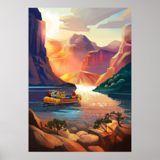 Tidigt-morgonen som ritade resa ner Gran Canyon. Poster