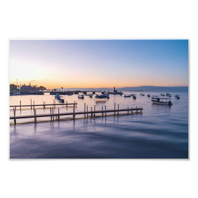 tidigt morgonscenen sjö i Chapala mexico Fototryck (Framsidan)