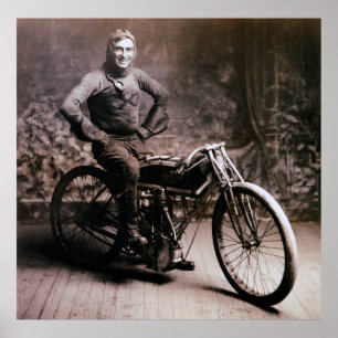 TIDIGT MOTORCYKLE PIONEER RAY WEISHAAR 1914 POSTER