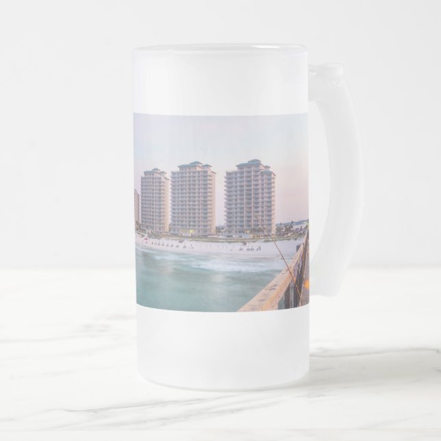 Tidigt Navarre Beach Florida Fishing Frostat Ölglas (Framsida höger)