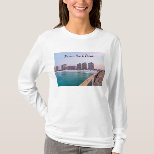 Tidigt Navarre Beach Florida Fishing Långärmad T Shirt (Framsida)