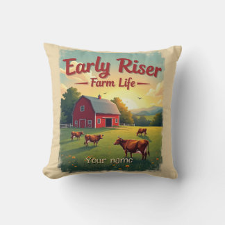 Tidigt Riser Retro Farm Barn Scene Kudde