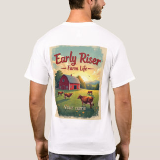 Tidigt Riser Retro Farm Barn Scene T Shirt