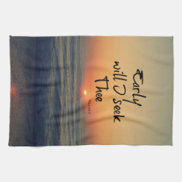 Tidigt ska jag söka bibeln med oceanen kökshandduk