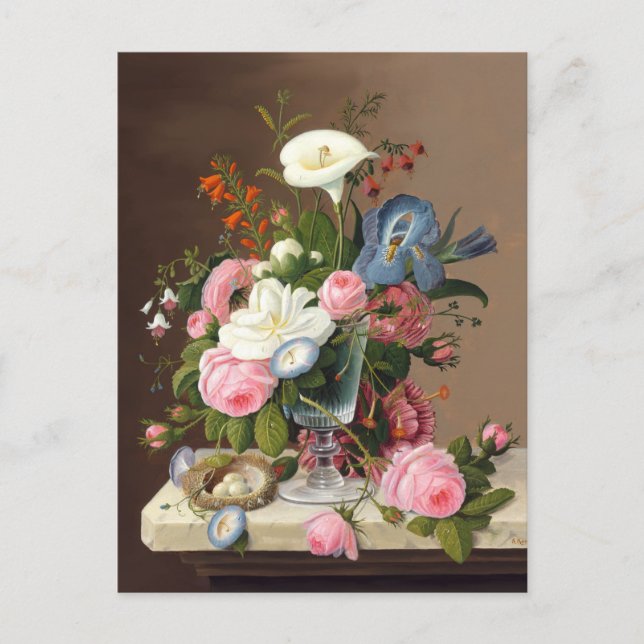Tidigt Summer Flowers, Severin Roesen Vykort (Framsida)