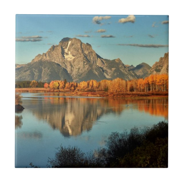 Tidigt tänder i Wyoming på den Oxbow krökningen Kakelplatta (Framsidan)