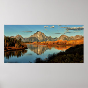 Tidigt tänder i Wyoming på den Oxbow krökningen Poster