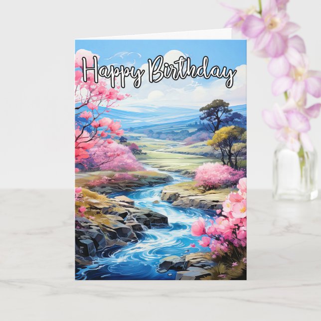 Tidigt Vår vid ett vackert Bäck | Grattis på födel Kort (Orkide)