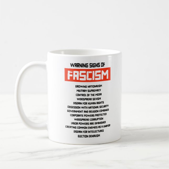 Tidigt Varningsskyltar om fascism Kaffemugg (Vänster)