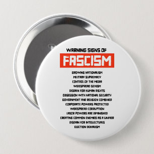 Tidigt Varningsskyltar om fascism Knapp