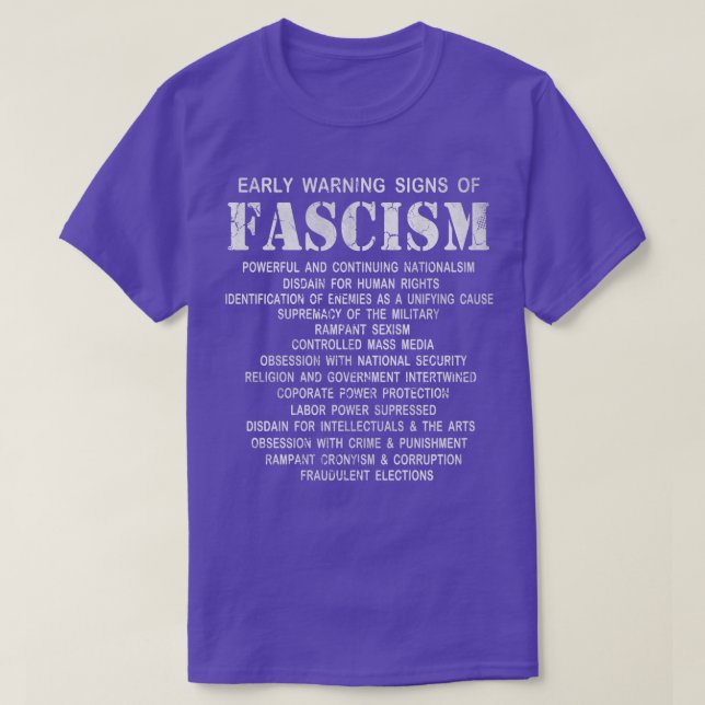 Tidigt Varningsskyltar om fascism T Shirt (Design framsida)