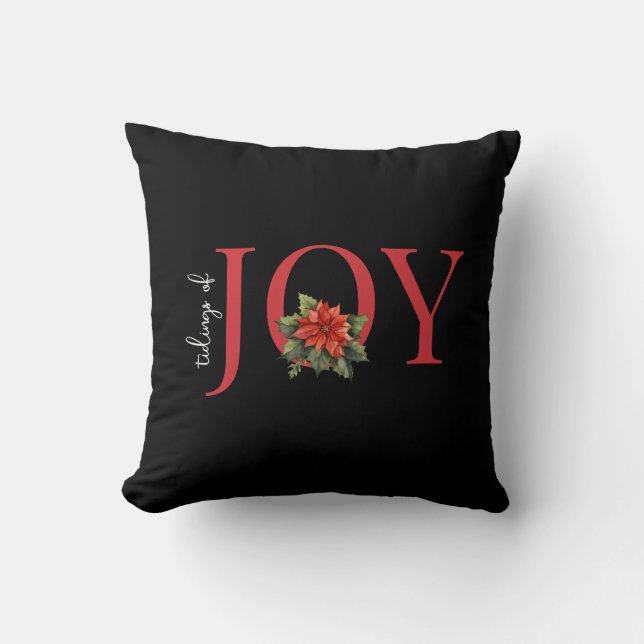 TIDINGARNA AV JOY RED CHRISTMAS POINSETTIA MÖNSTER KUDDE (Framsida)