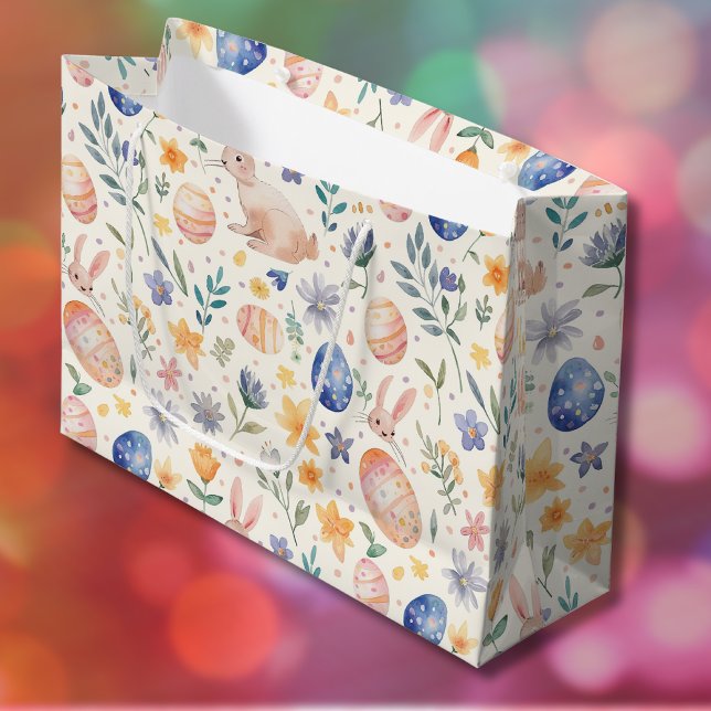 Tidlös akvarell Pastell Kanin Blommor Ägg (Skapare uppladdad)