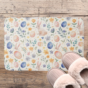 Tidlös akvarell Pastell Kanin Blommor Ägg Badrumsmatta