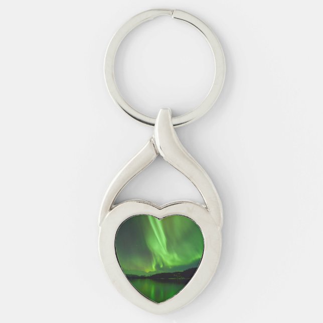 Tidlös aurora twisted heart silverfärgad nyckelring (Framsidan)