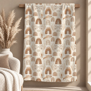 Tidlös Beige Regnbågsblad Flanellfilt Konst Fleecefilt